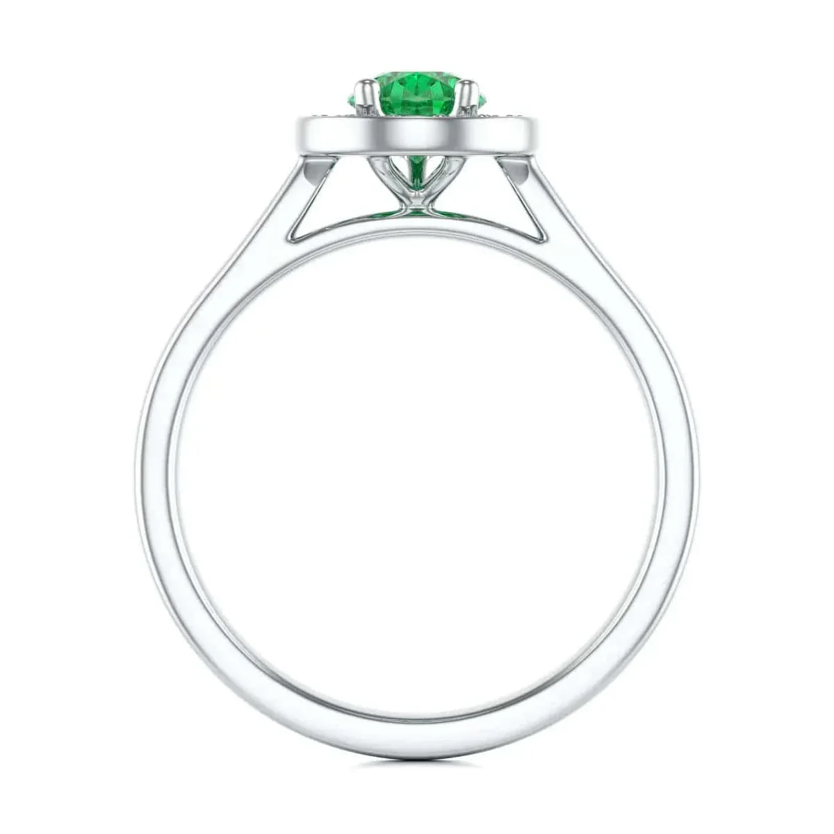 Pear Shape Diamond Halo Emerald Engagement Ring in 18ct Gold and Platinum - Image 12