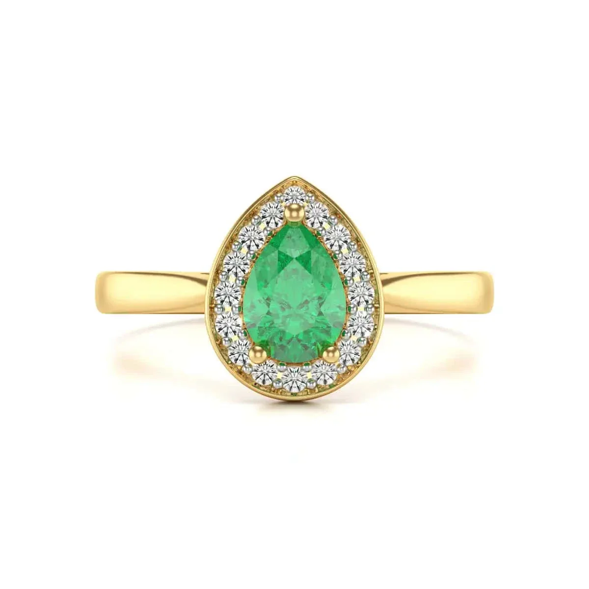 Pear Shape Diamond Halo Emerald Engagement Ring in 18ct Gold and Platinum - Image 3