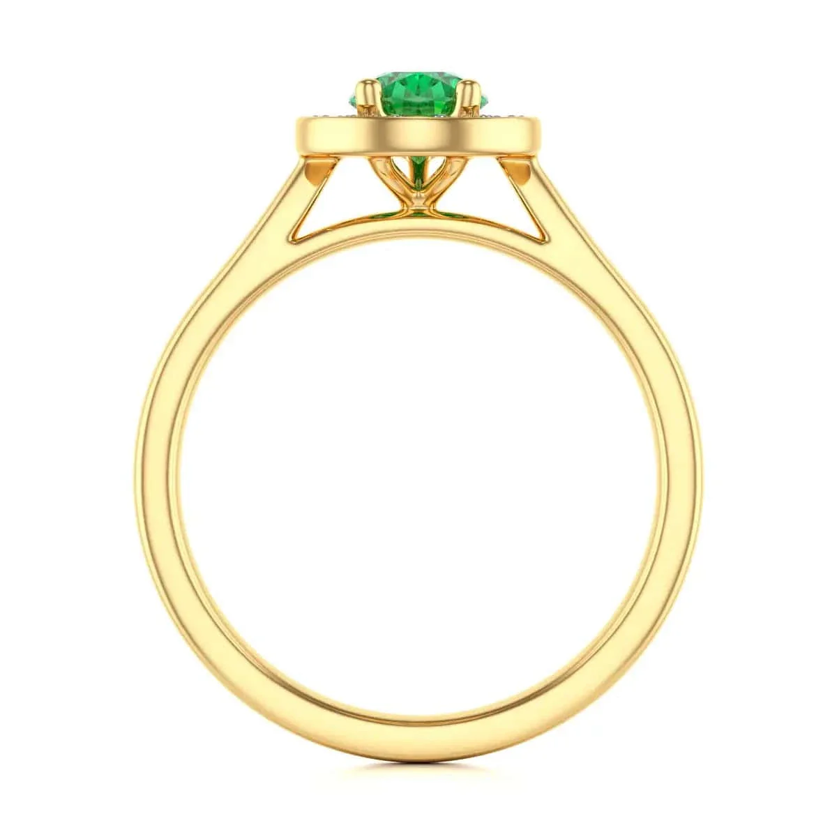 Pear Shape Diamond Halo Emerald Engagement Ring in 18ct Gold and Platinum - Image 4