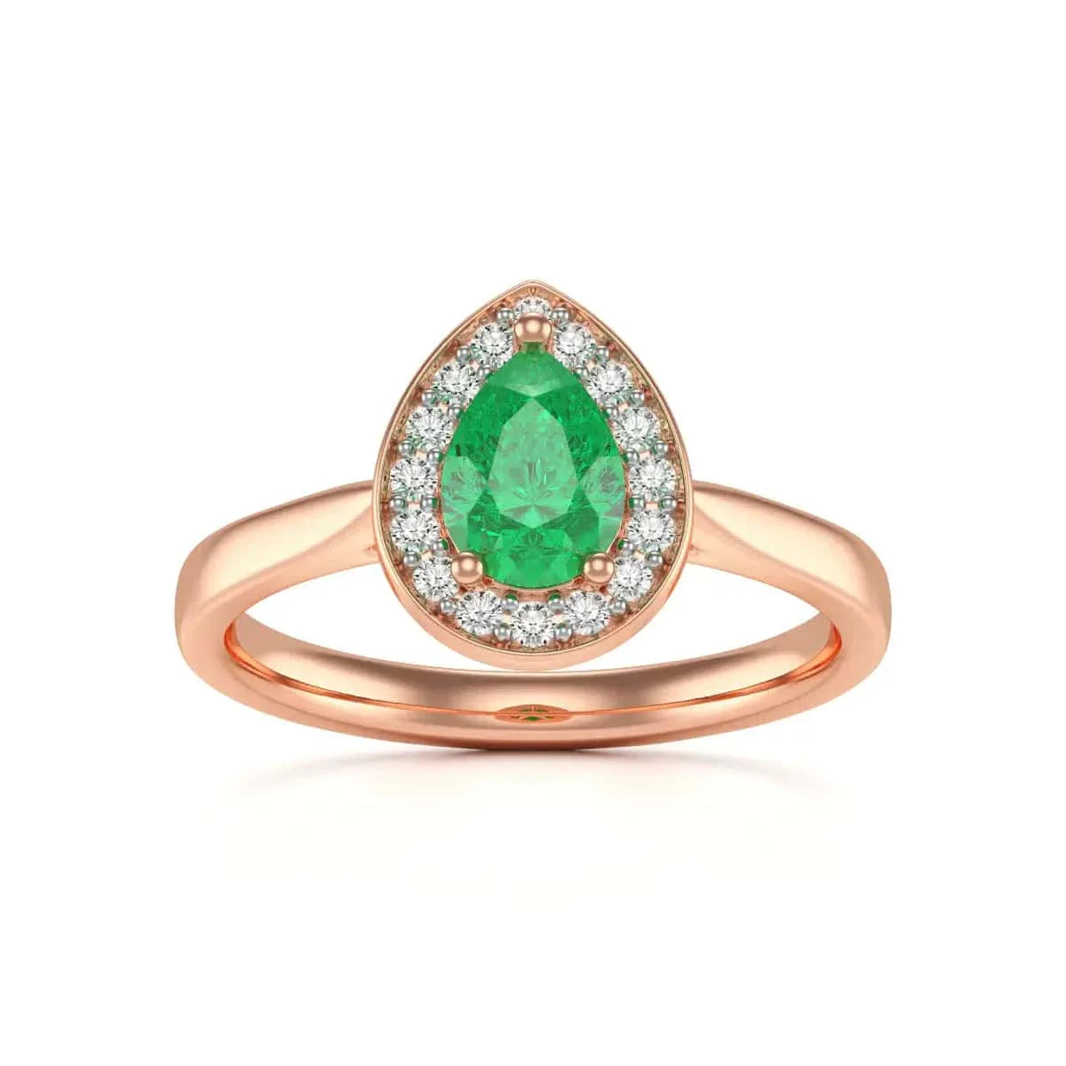 Pear Shape Diamond Halo Emerald Engagement Ring in 18ct Gold and Platinum - Image 5