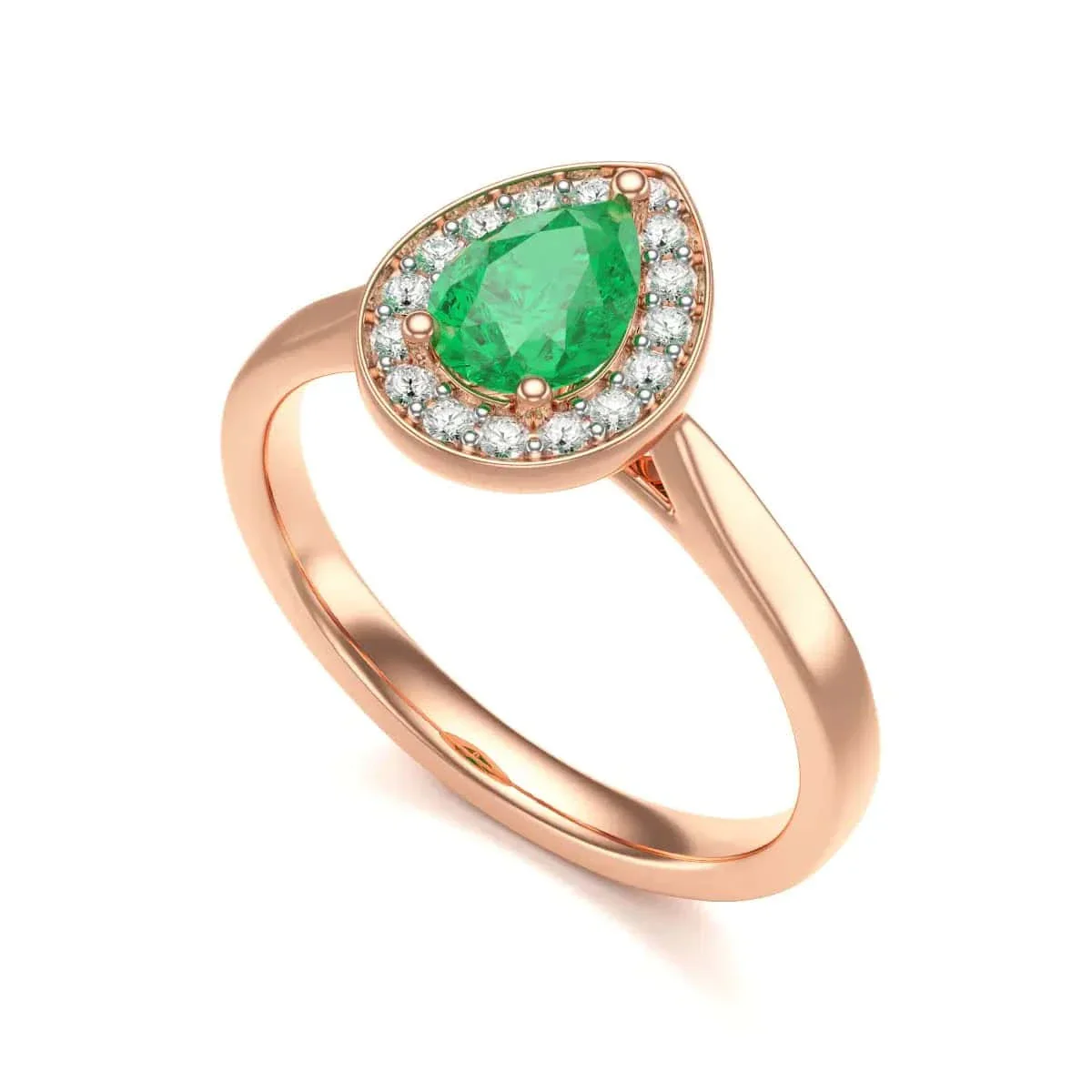Pear Shape Diamond Halo Emerald Engagement Ring in 18ct Gold and Platinum - Image 6