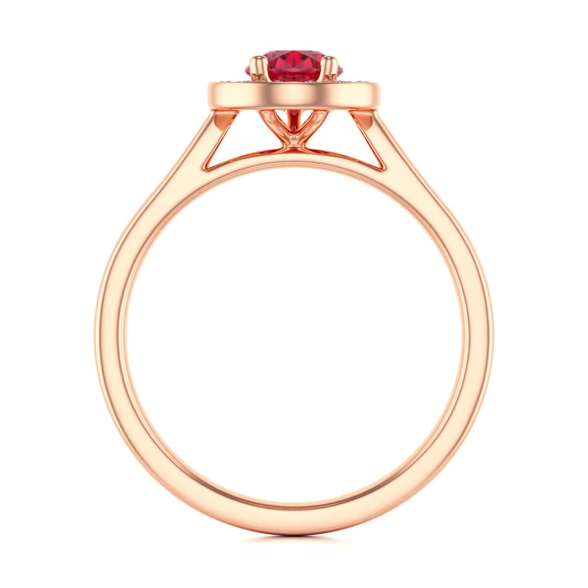 Pear Shape Halo Ruby Engagement Ring - Diamond in 18ct Gold and Platinum - Image 12