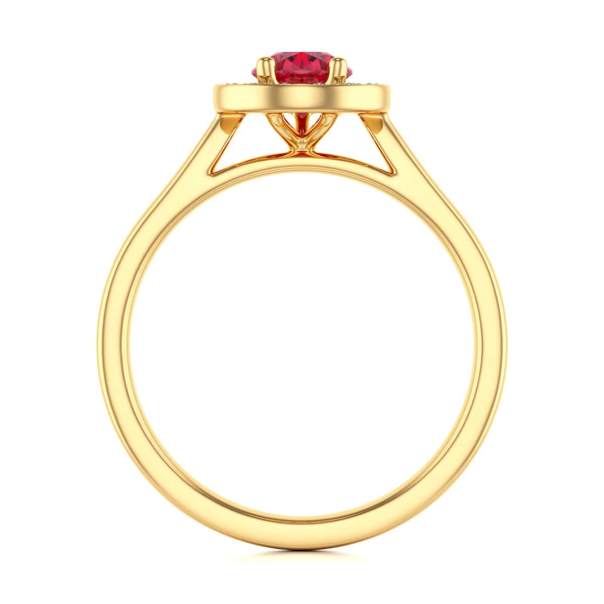 Pear Shape Halo Ruby Engagement Ring - Diamond in 18ct Gold and Platinum - Image 4