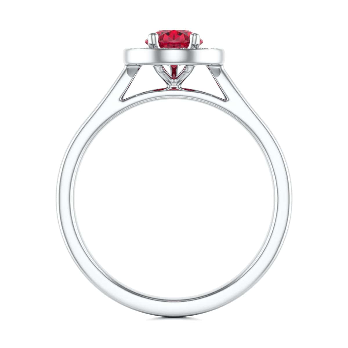 Pear Shape Halo Ruby Engagement Ring - Diamond in 18ct Gold and Platinum - Image 8