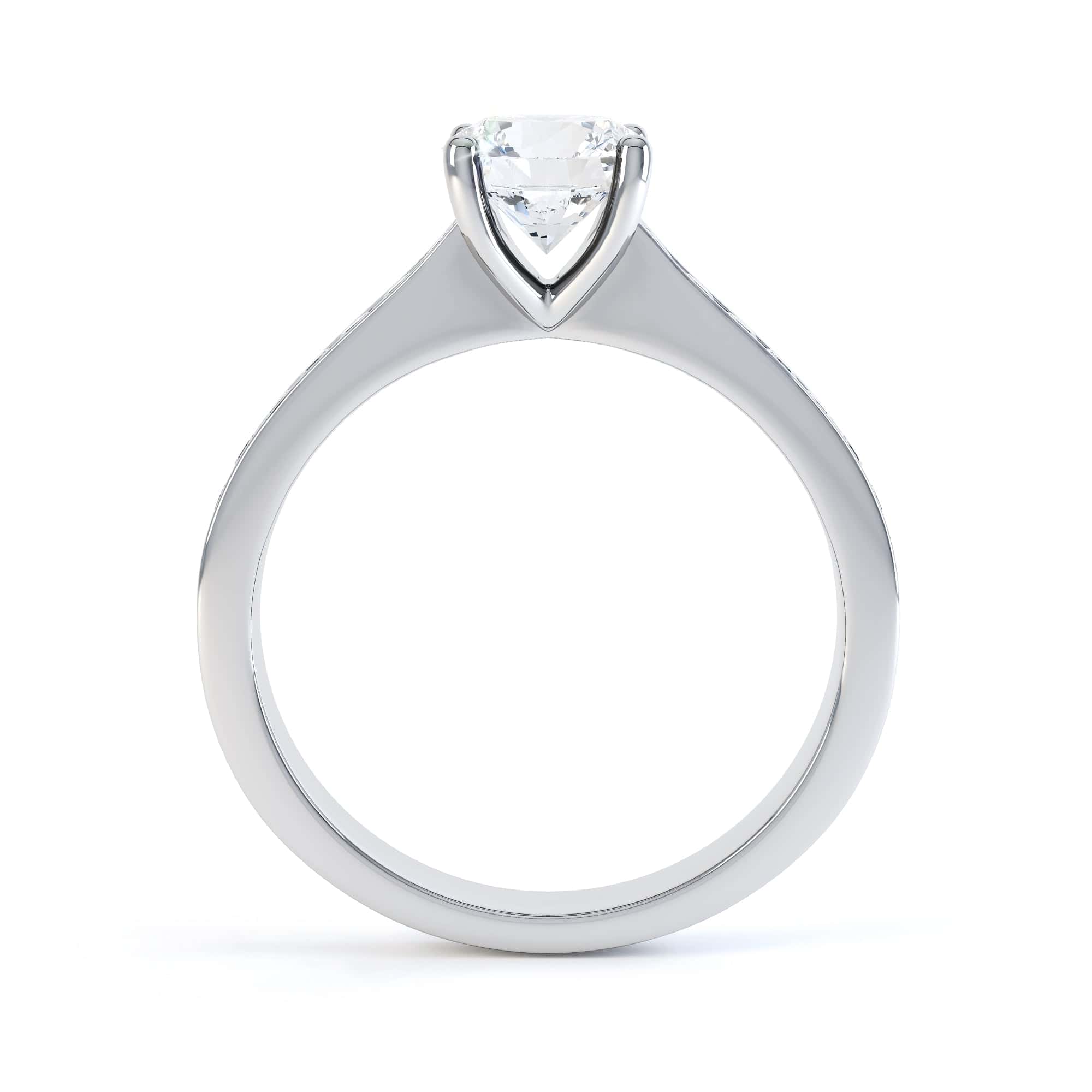 Round Brilliant Cut Centre Stone, Four Claw, Parallel Channel Set Shoulders, Diamond Engagement Ring - Image 3