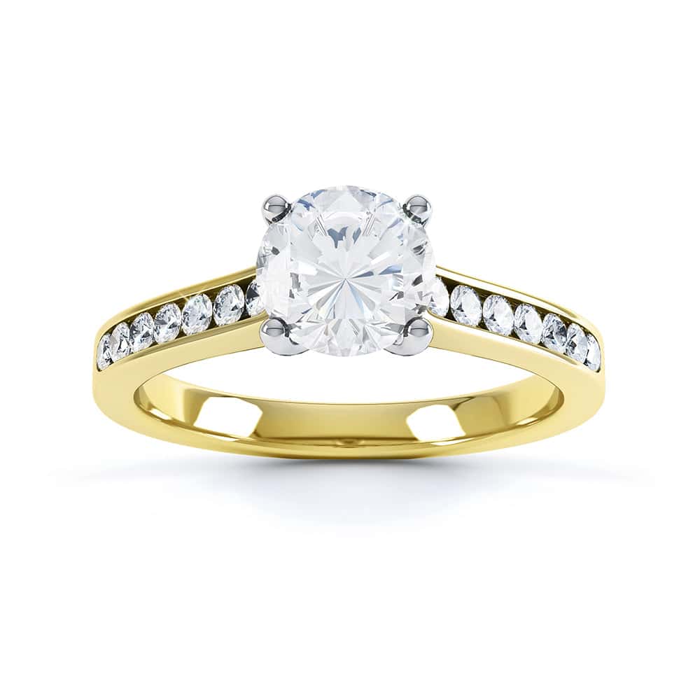 Round Brilliant Cut Centre Stone, Four Claw, Parallel Channel Set Shoulders, Diamond Engagement Ring - Image 4