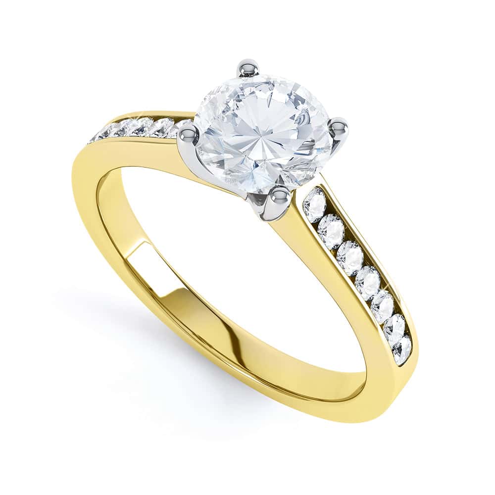 Round Brilliant Cut Centre Stone, Four Claw, Parallel Channel Set Shoulders, Diamond Engagement Ring - Image 5