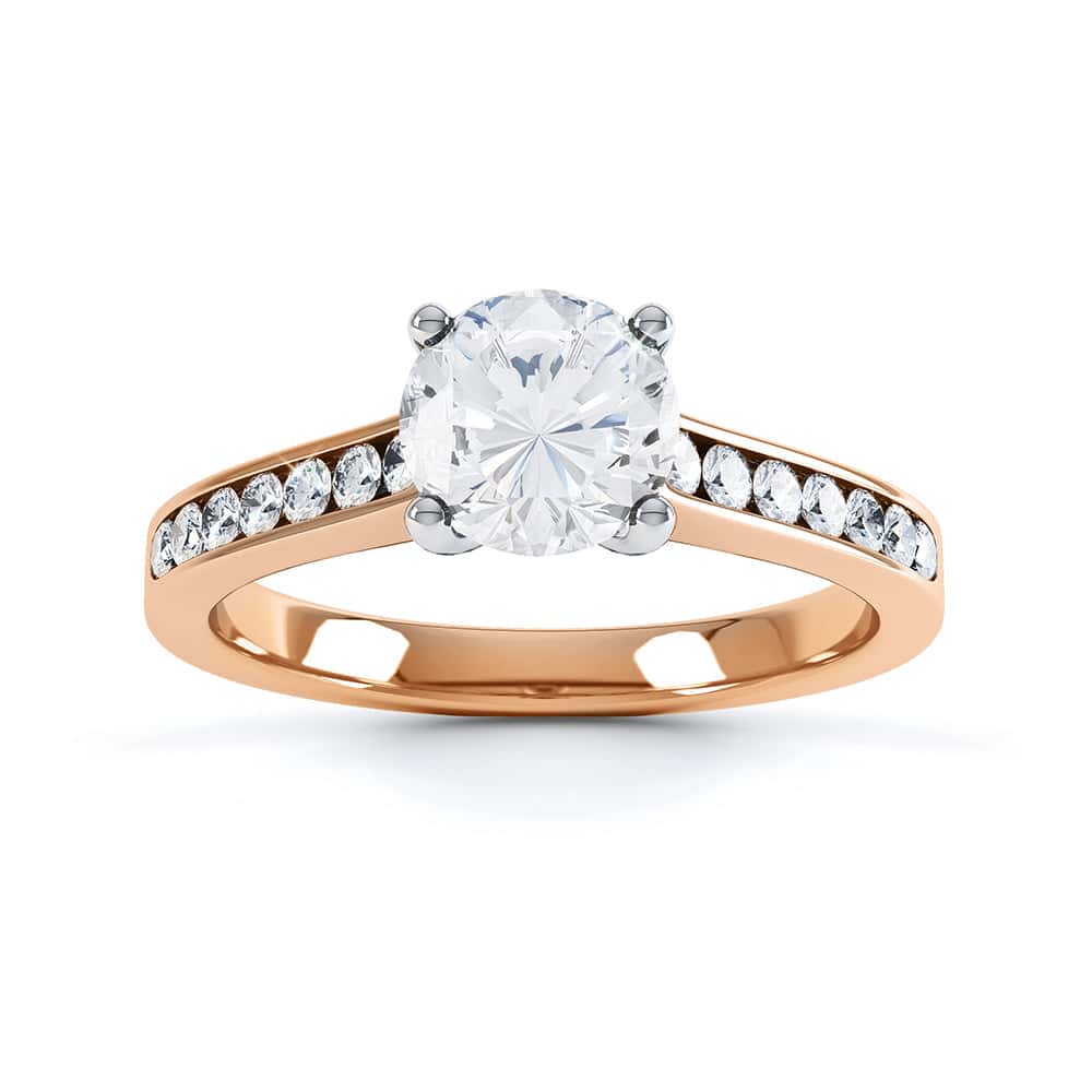 Round Brilliant Cut Centre Stone, Four Claw, Parallel Channel Set Shoulders, Diamond Engagement Ring - Image 7