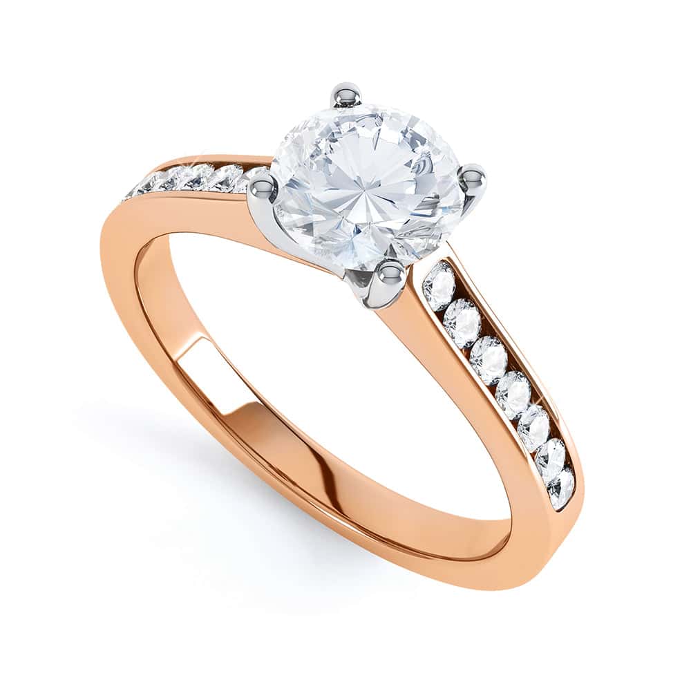 Round Brilliant Cut Centre Stone, Four Claw, Parallel Channel Set Shoulders, Diamond Engagement Ring - Image 8
