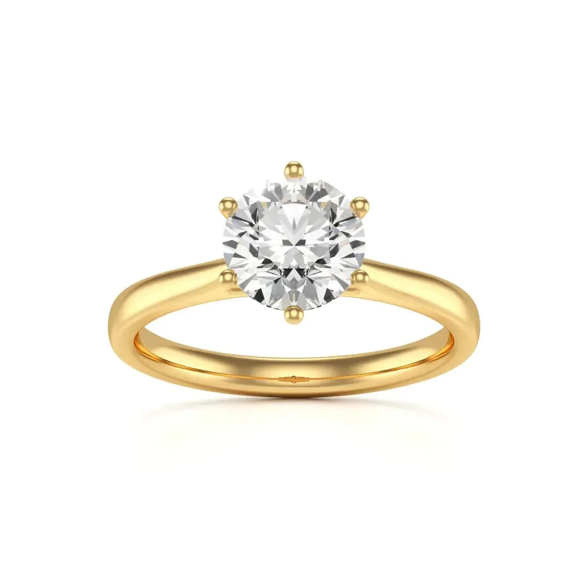 Diamond Engagement Ring- Round Six Claw Tapered Shank - Image 10