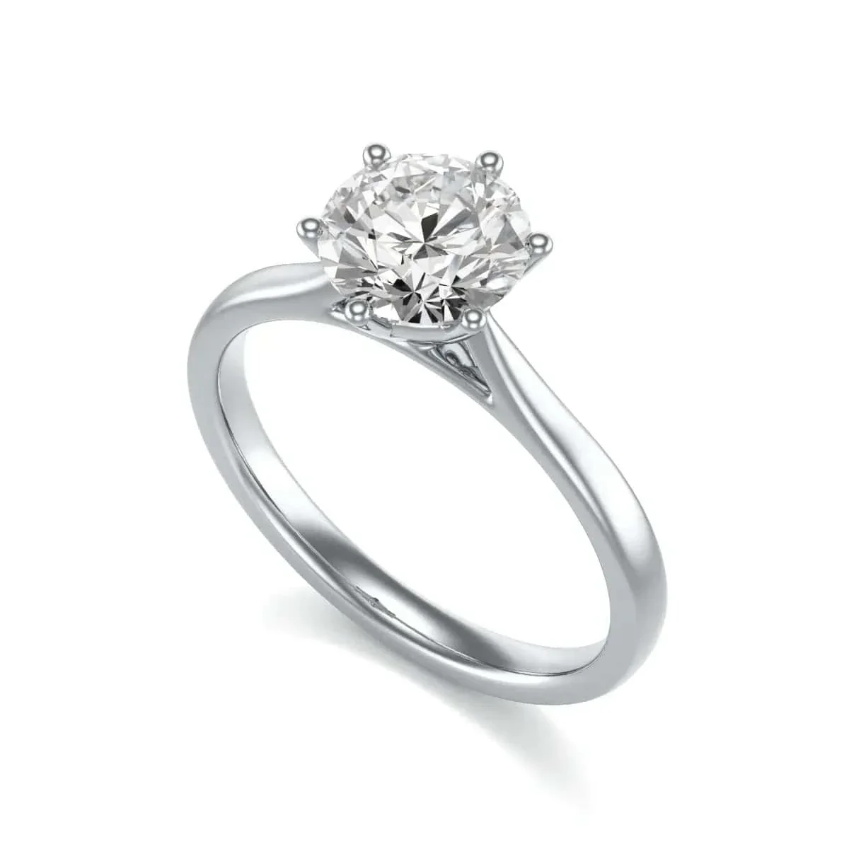 Diamond Engagement Ring- Round Six Claw Tapered Shank - Image 11