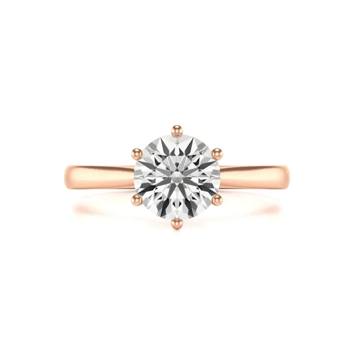 Diamond Engagement Ring- Round Six Claw Tapered Shank - Image 12