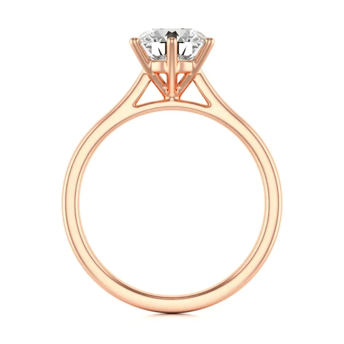 Diamond Engagement Ring- Round Six Claw Tapered Shank - Image 4
