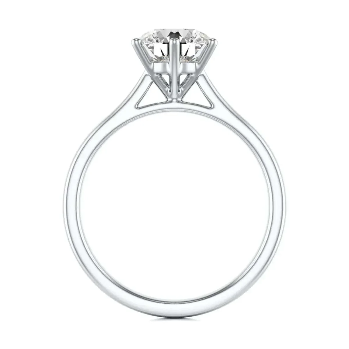 Diamond Engagement Ring- Round Six Claw Tapered Shank - Image 5