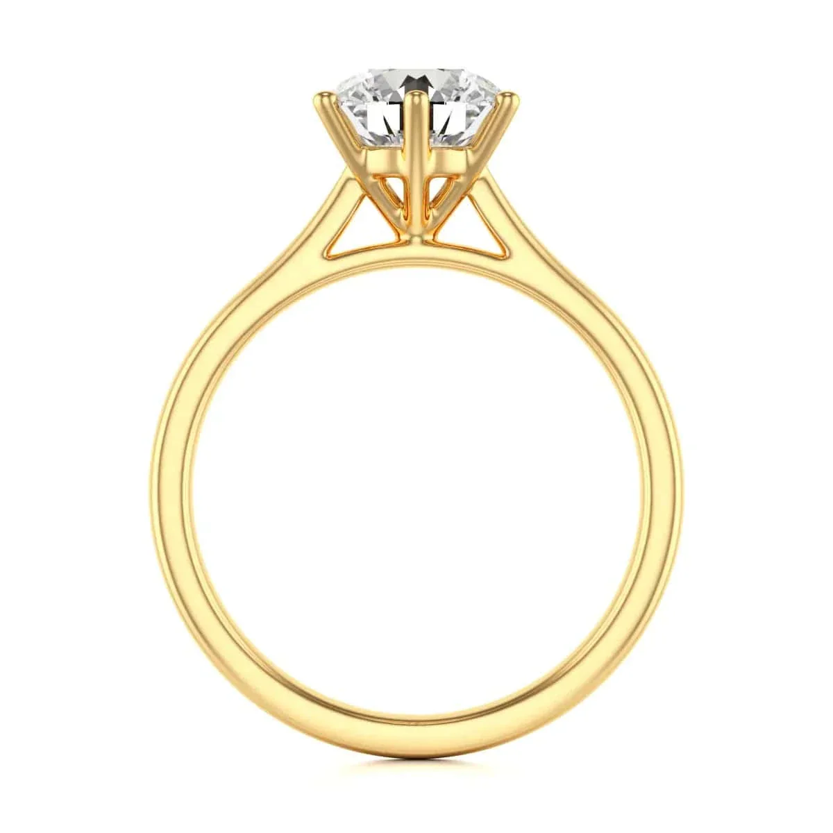 Diamond Engagement Ring- Round Six Claw Tapered Shank - Image 6