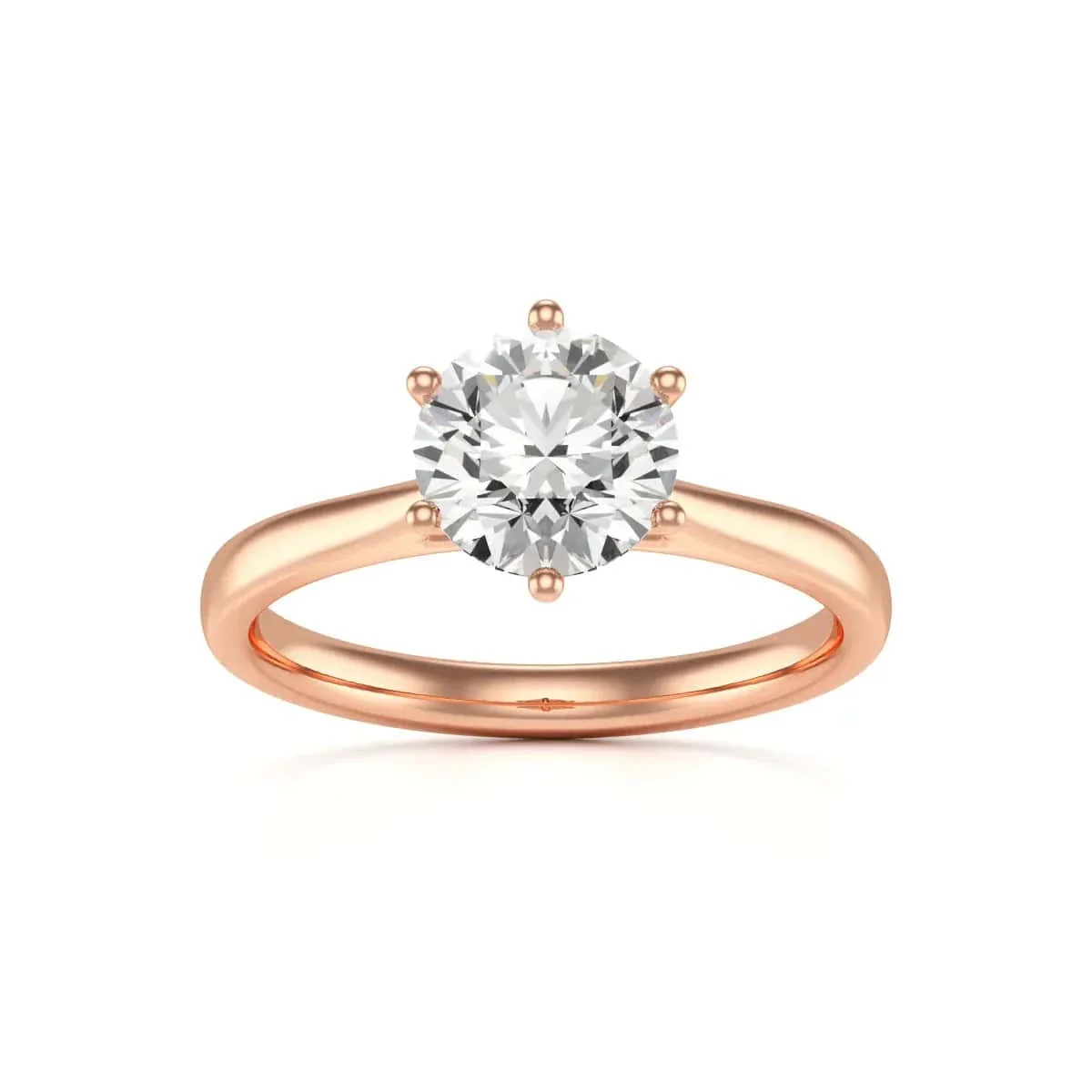 Diamond Engagement Ring- Round Six Claw Tapered Shank - Image 7