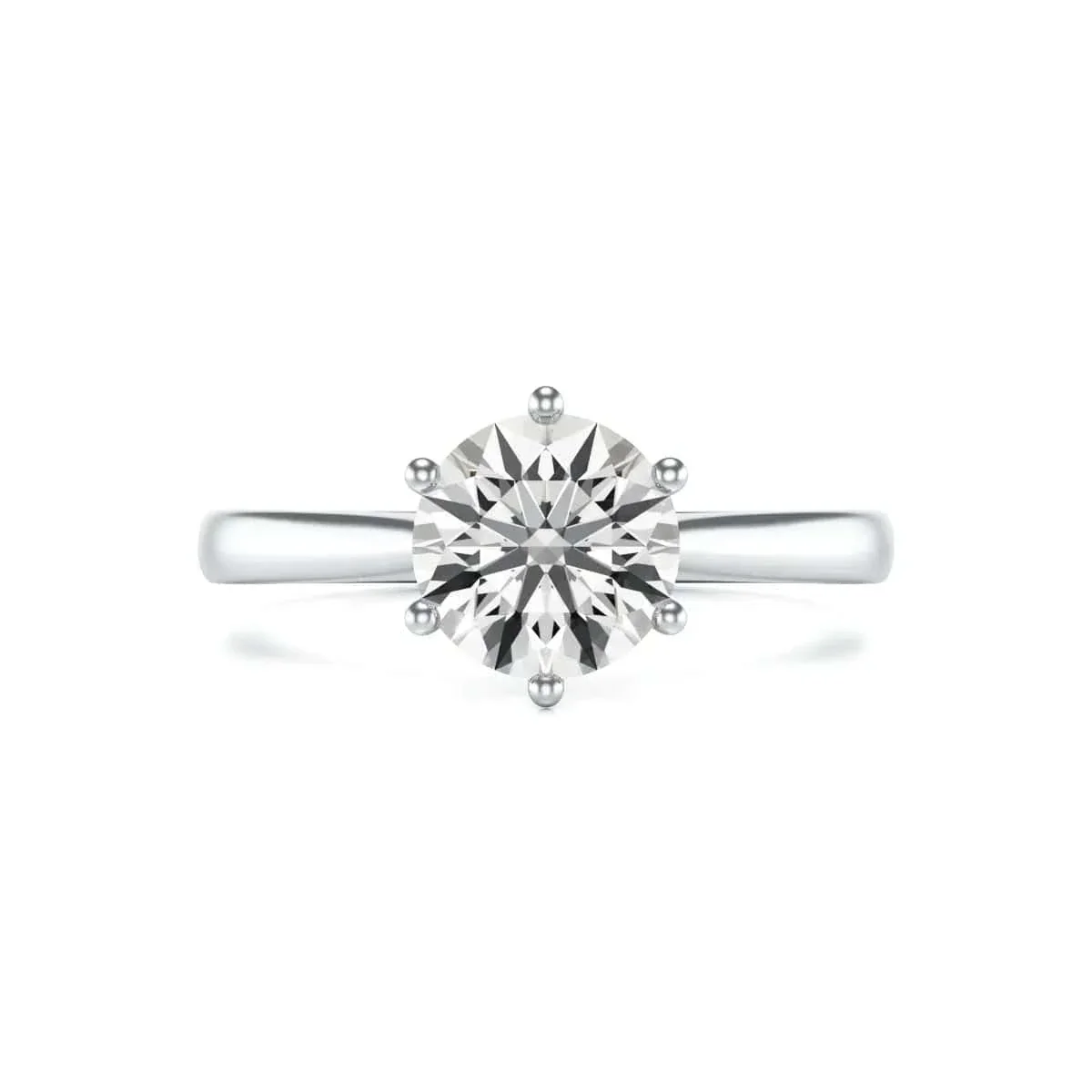 Diamond Engagement Ring- Round Six Claw Tapered Shank - Image 8
