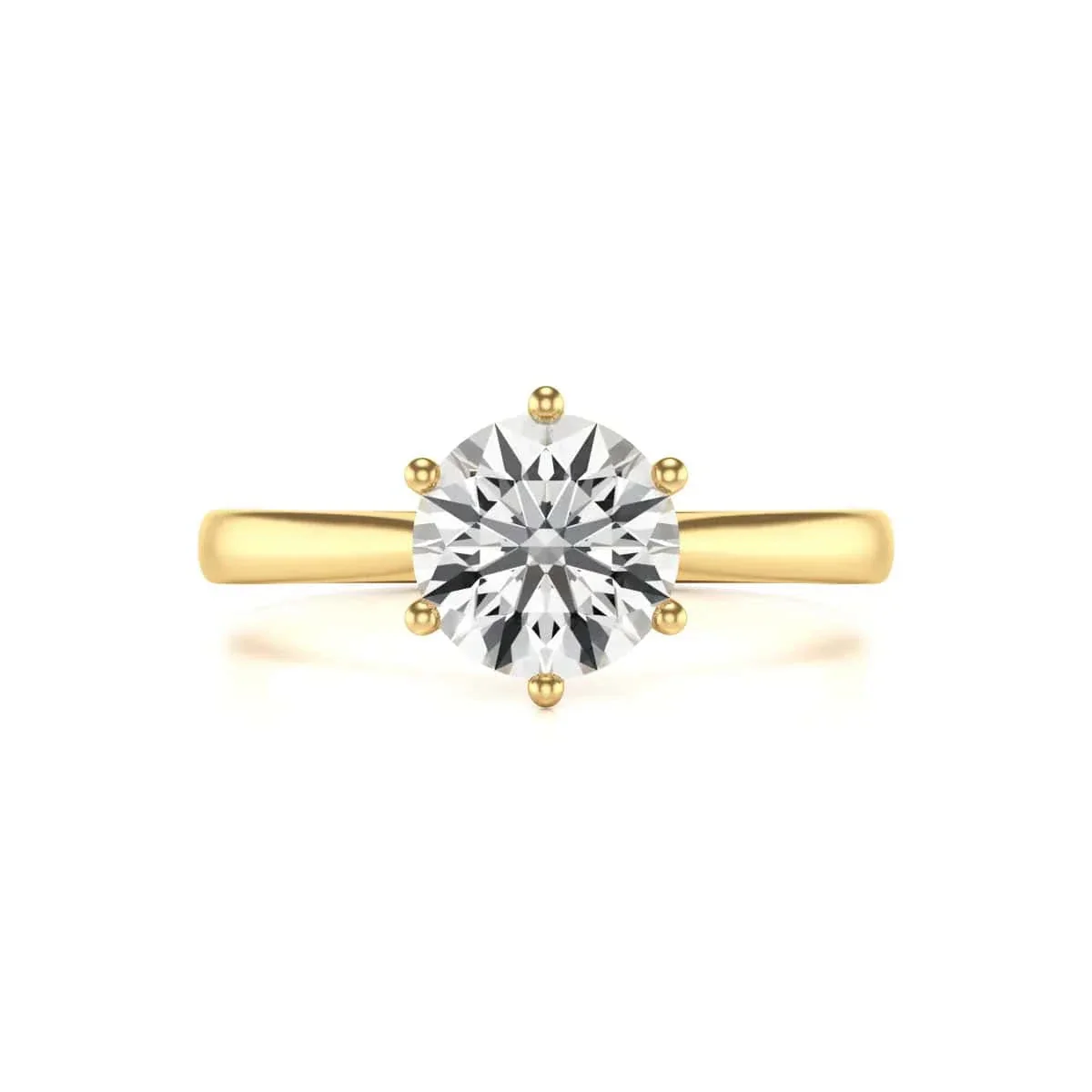 Diamond Engagement Ring- Round Six Claw Tapered Shank - Image 9
