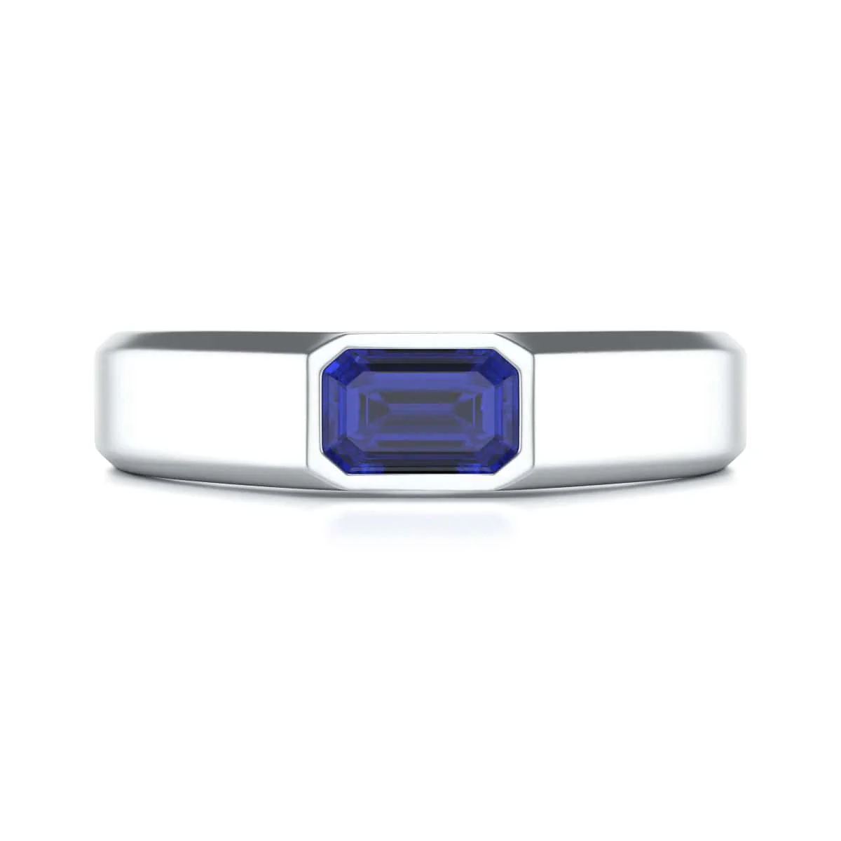 Octagon Shape Blue Sapphire Signet Ring in 18ct Gold and Platinum - Image 3